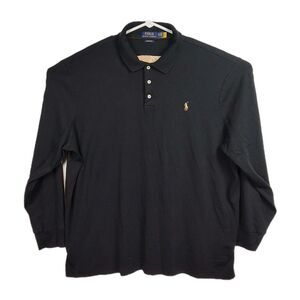 Polo Ralph Lauren Polo Shirt Men's XXL Black Embroid. Logo Classic Fit Long Slvs